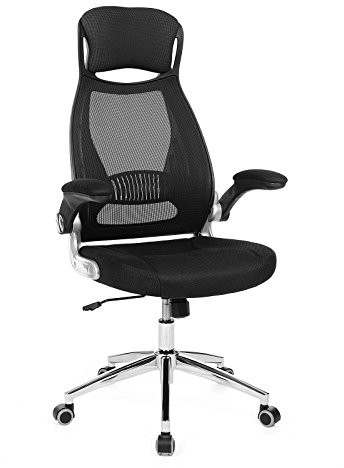SONGMICS Songmics krzesło biurowe, krzesło obrotowe, fotel szefa z zagłówkiem oraz odchylanymi podłokietnikami, z funkcją kołysania, czarne OBN86BK