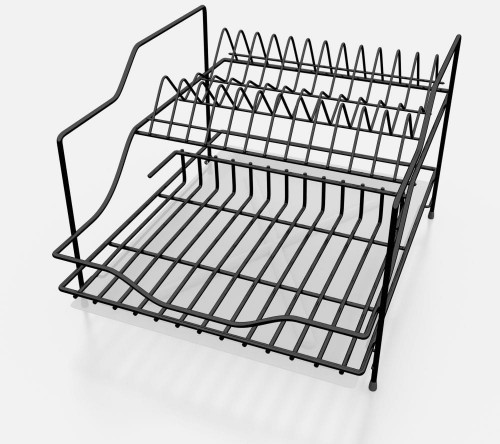 Altom SUSZARKA DO NACZYŃ 2-POZIOMOWA 30CM CZARNA Z TACKĄ KOMBO 5906551041859