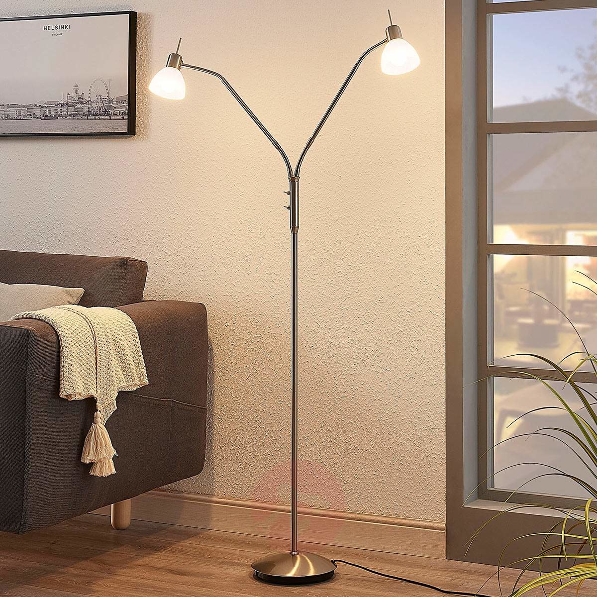 Lampenwelt com 2-punktowa lampa stojąca LED Gwendolin