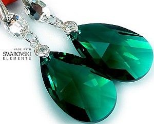 Swarovski piękne długie kolczyki EMERALD GLOSS