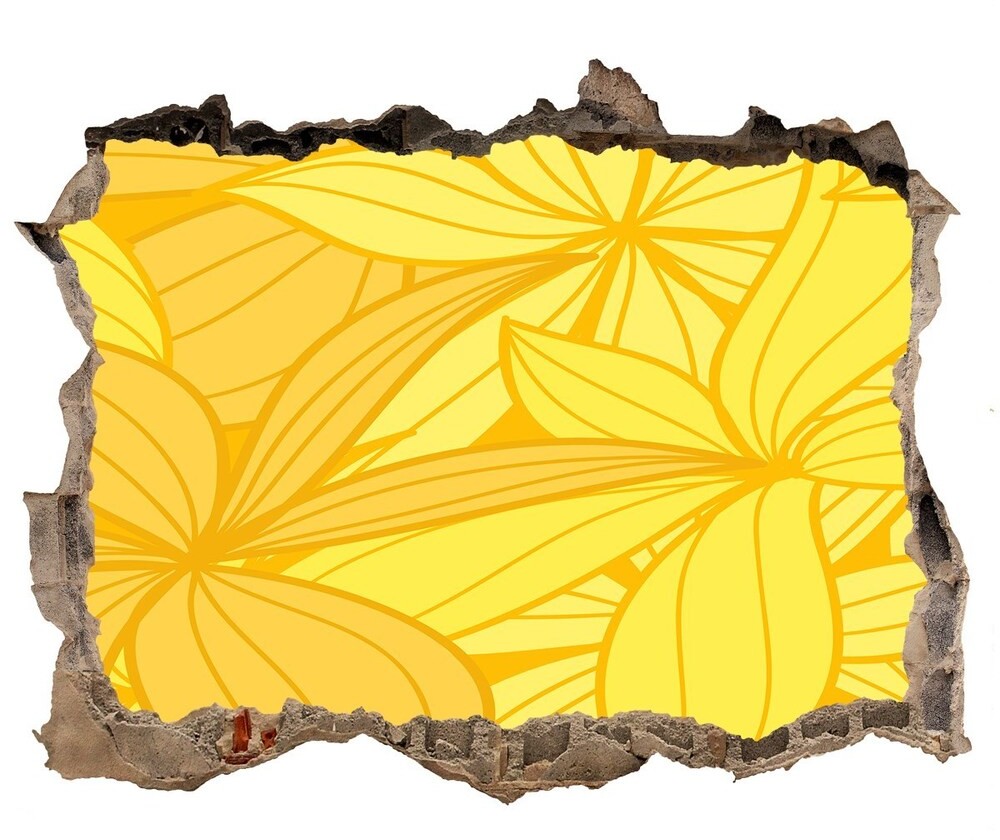 Wallmuralia.pl Naklejka 3D dziura na ścianę Żółte kwiaty tło
