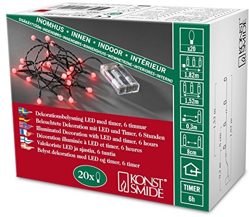 Konstsmide LED Globe łańcuch świetlny z okrągłymi diody/do użytku wewnątrz pomieszczeń (IP )/VDE/zasilana na baterie: 3 X AA 1.5 V (brak w wyposażeniu)/6H Timer 7318304915573