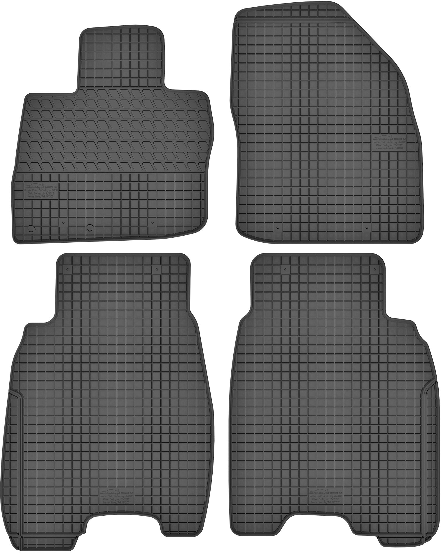 MotoHobby Honda Civic IX Hatchback (2012-2017) - dywaniki gumowe dedykowane ze stoperami