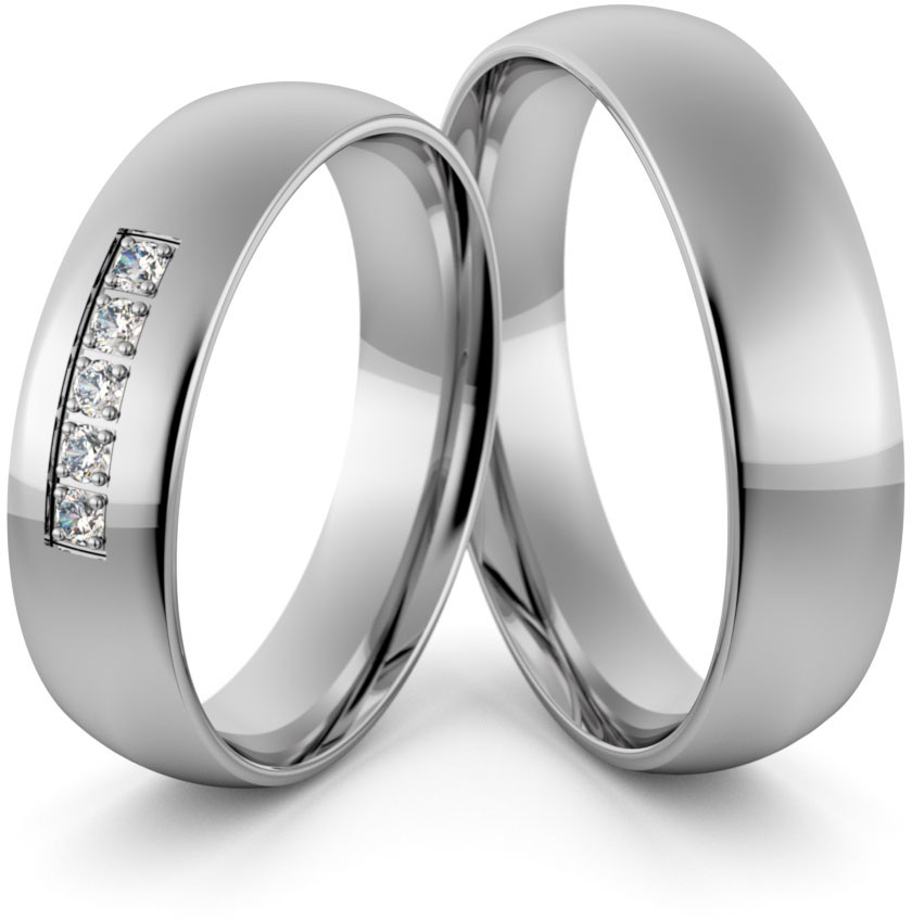 Eminence Obrączki ślubne palladowe 5 mm z brylantami - Pd-75 Pd-75