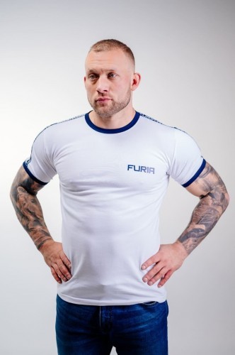 Furia Koszulka męska biała taśma bark