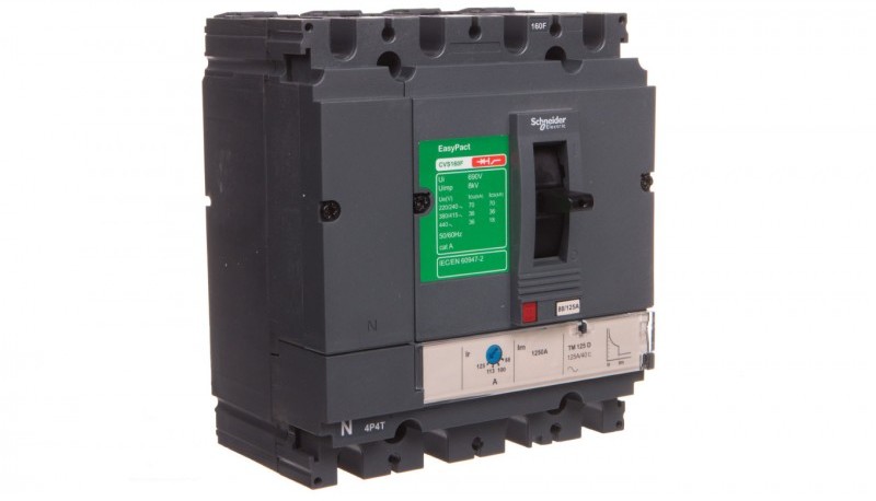 Schneider ELECTRIC Wyłącznik mocy 125A 4P 36kA EasyPact CVS160 TM125D LV516352 LV516352