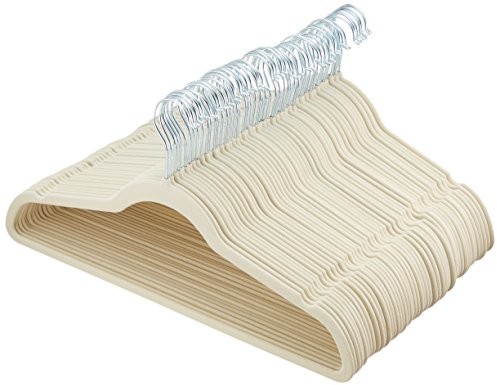 AmazonBasics wieszak na garnitur/kostium, pokryty aksamitem, czarny, 50 szt. AQ-M0003