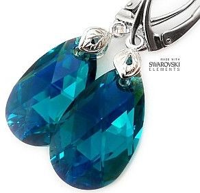 Swarovski Najnowsze! Piękne Kolczyki Blue Zircon