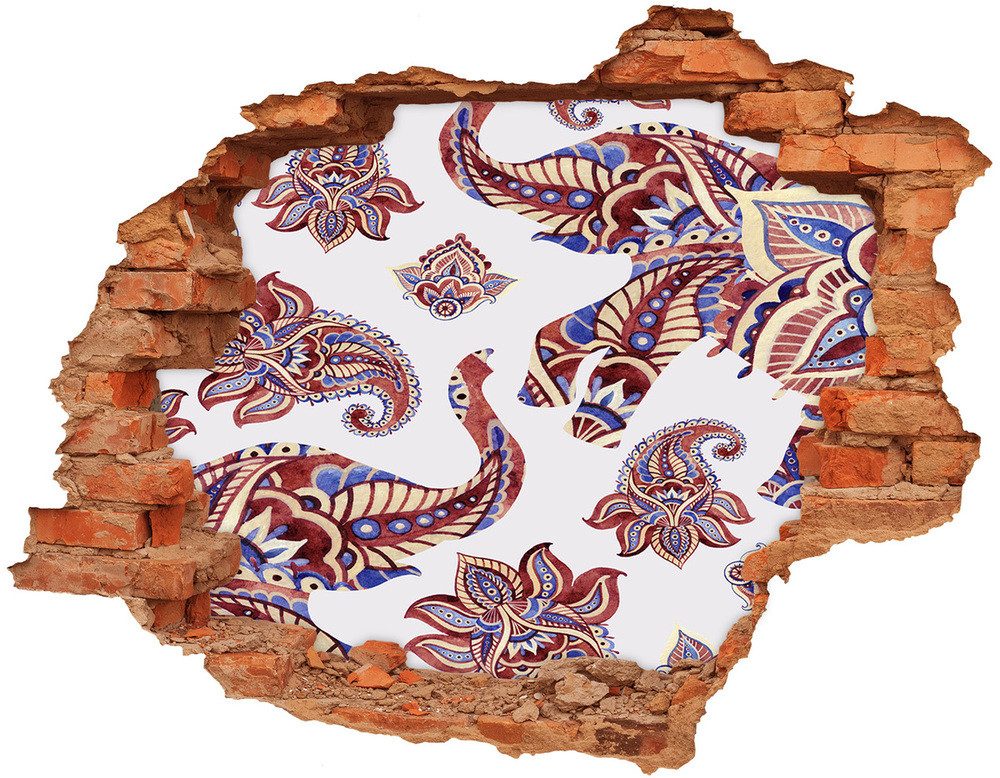 Wallmuralia.pl Dziura 3d fototapeta naklejka Słonie ornamenty