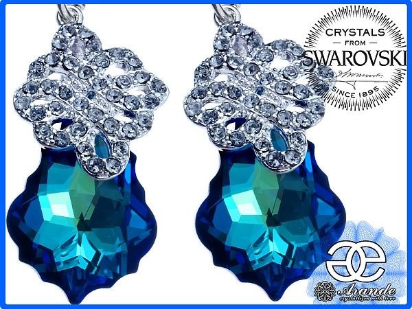 Swarovski SPECIAL kolczyki BERMUDA BLUE SREBRO