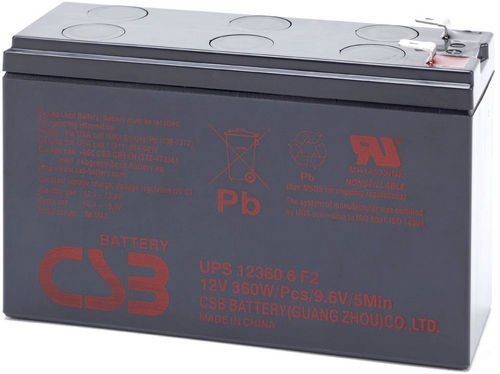 Akumulator żelowy CSB UPS123606F1F2 12V 6,4Ah mocowy 60W /celę UPS123606F1F2