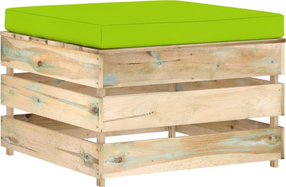 vidaXL Modułowy stołek z poduszką impregnowane na zielono drewno 3074530