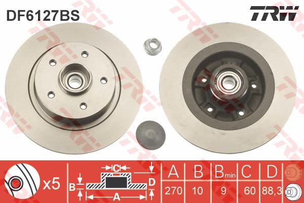 TRW Tarcza hamulcowa DF6127BS