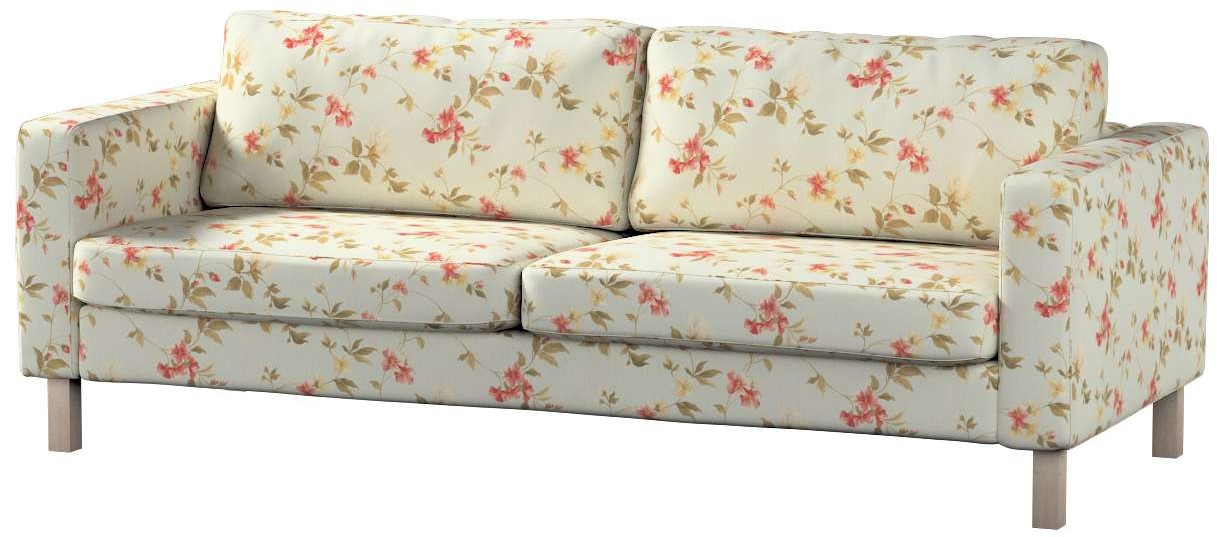 Dekoria pl pl Pokrowiec na sofę Karlstad 3-osobową nierozkładaną krótki kwiatki na jasno-błękitnym tle 204 x 89 x 64 cm Londres 615-143-89