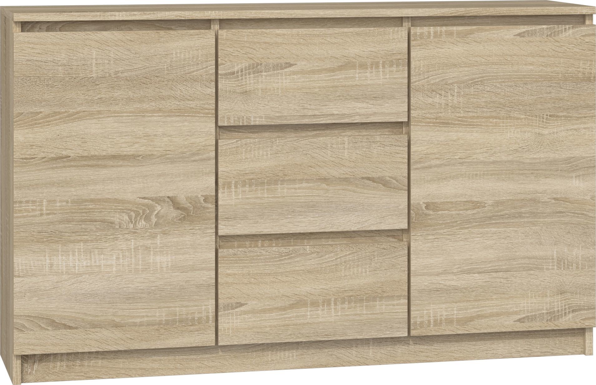Topeshop KOMODA 2D3S 120CM DĄB SONOMA 3 SZUFLADY 2 DRZWI SALON 2D3S SONOMA KPL