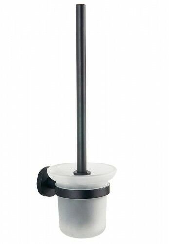 Aqualine Szczotka WC naścienna 11,5x37x14,5 cm szkło mleczne /czarna SAMBA SH/SB208