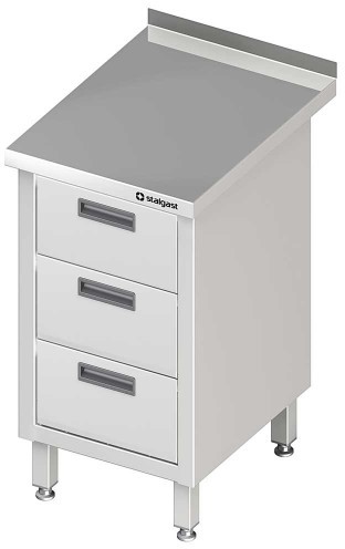 Stalgast Stół przyścienny z blokiem trzech szuflad W455xD600xH850 ( 980216455)