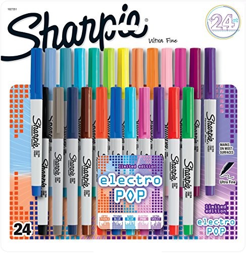 Sharpie Permanent markers, 2015 Ultra Fine Point, assorted Colors, 24-count by Sharpie 1927351