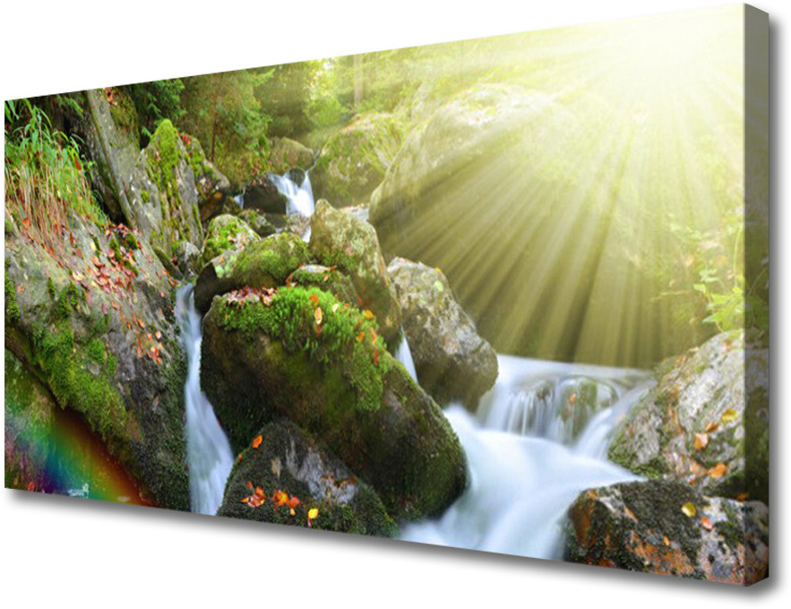 PL Tulup Obraz Canvas Wodospad Tęcza Natura Potok 140x70cm