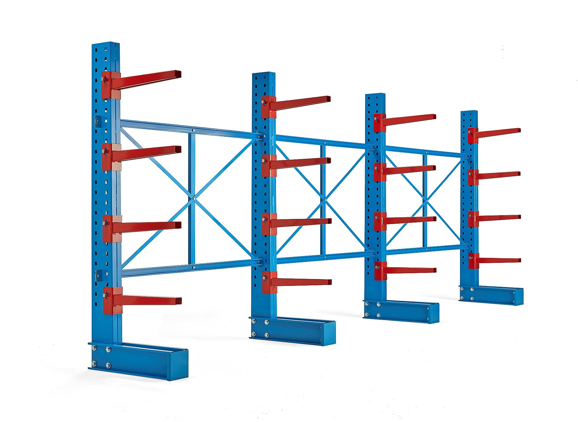 AJ Produkty Regał wspornikowy EXPAND, 4 filary pojedyncze, 16 ramion 600 mm, 8000 kg