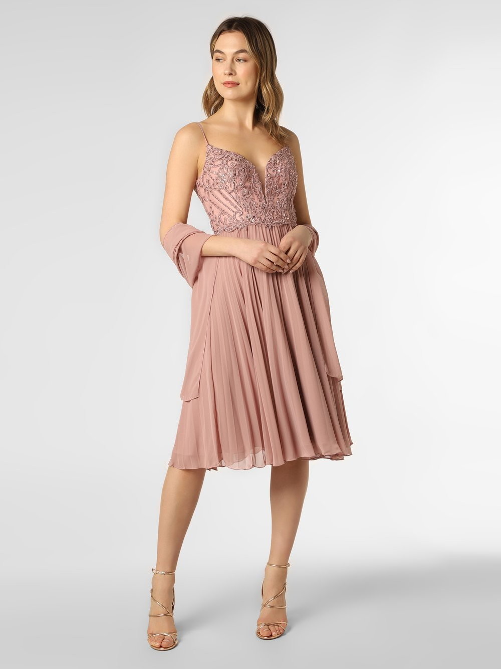 Unique Damska sukienka wieczorowa z etolą, różowy