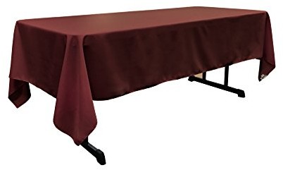 LA Linen La len poliester popelina obrus, prostokątne, 60 firmy 102-inch, Burgundia TCpop60X102_BurgundyP17
