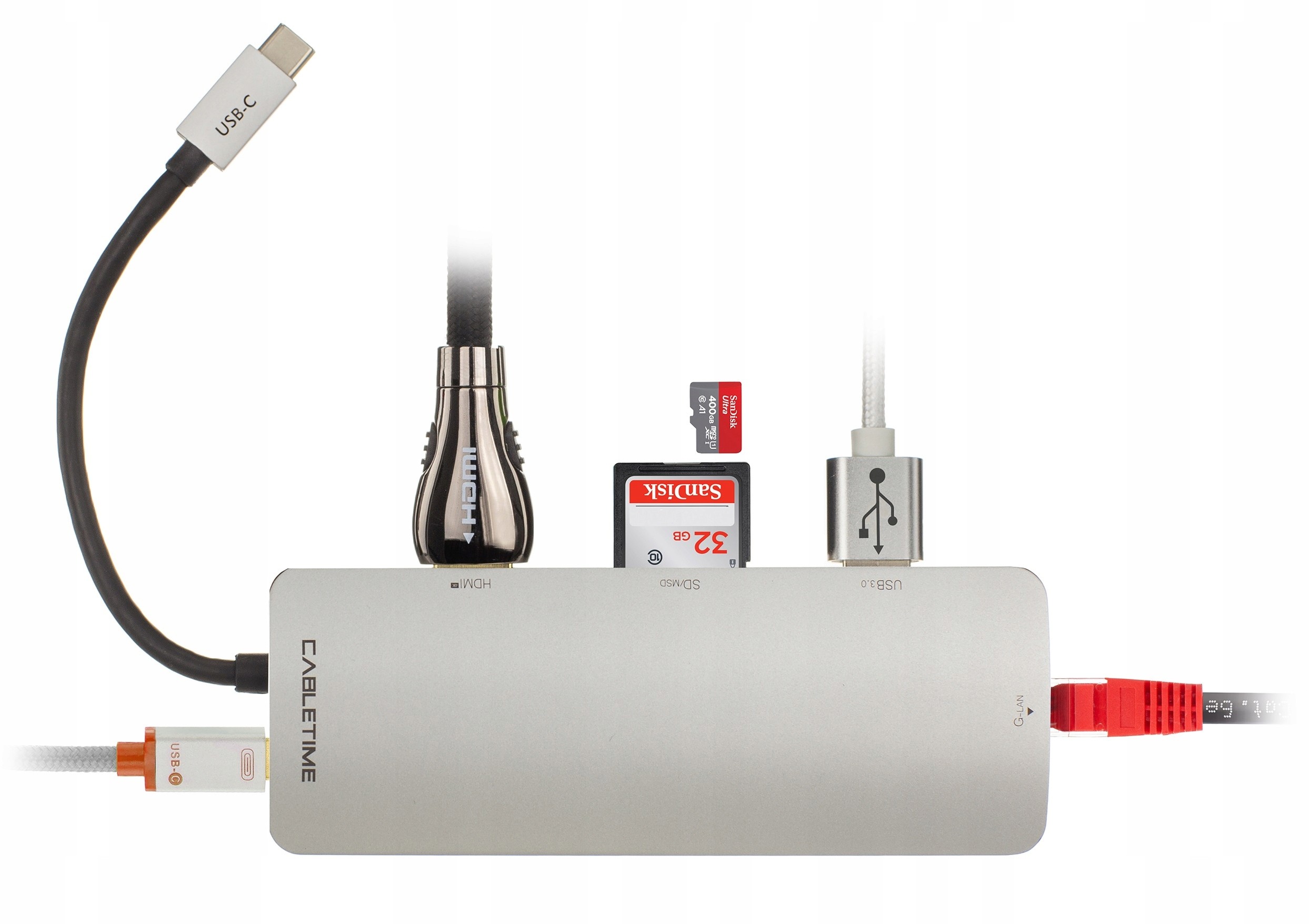 Auda Adapter 6w1 Hub Usb-c 3.1 Hdmi 4K Usb RJ45 Sd
