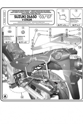 Givi Kufry motocyklowe Stelaż kufrów bocznych monokey Suzuki DL 650 V-Strom 04-11 GIPL532