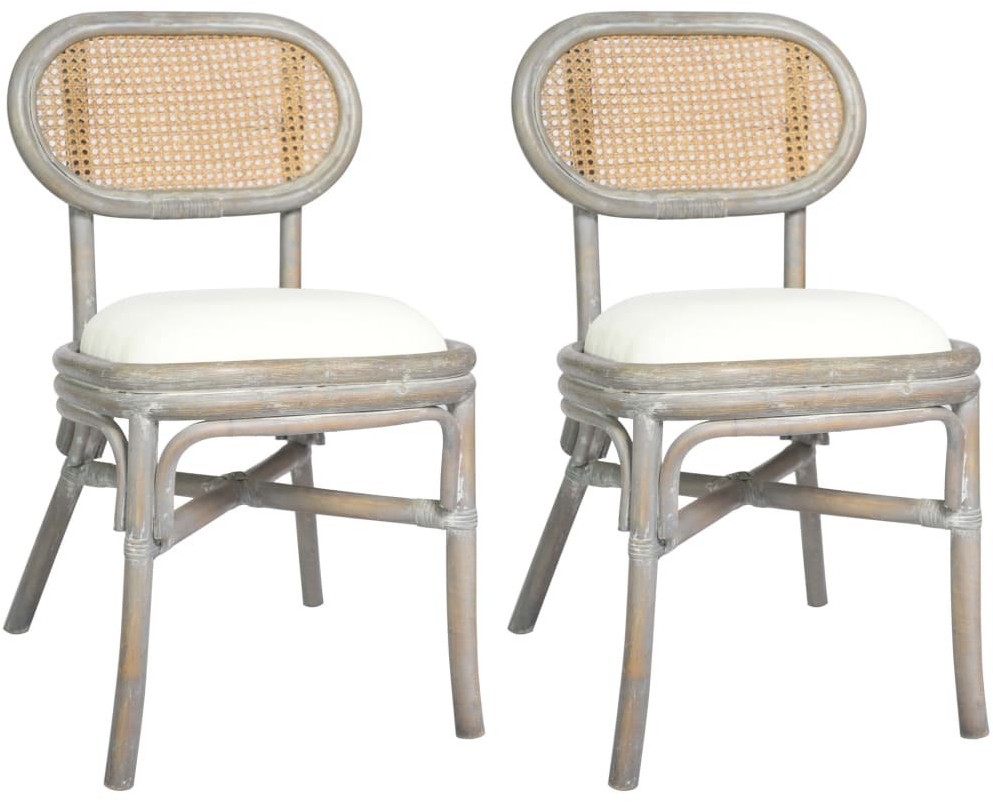 vidaXL Lumarko Krzesła stołowe, 2 szt., szare, lniane poduszki 325479