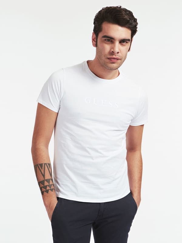 GUESS T-Shirt Z Logo Ton W Ton Biały M 7613395224239