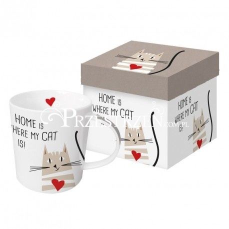 DUŻY KUBEK PORCELANOWY - KOT - Home is where my cat is - W PUDEŁKU 603421