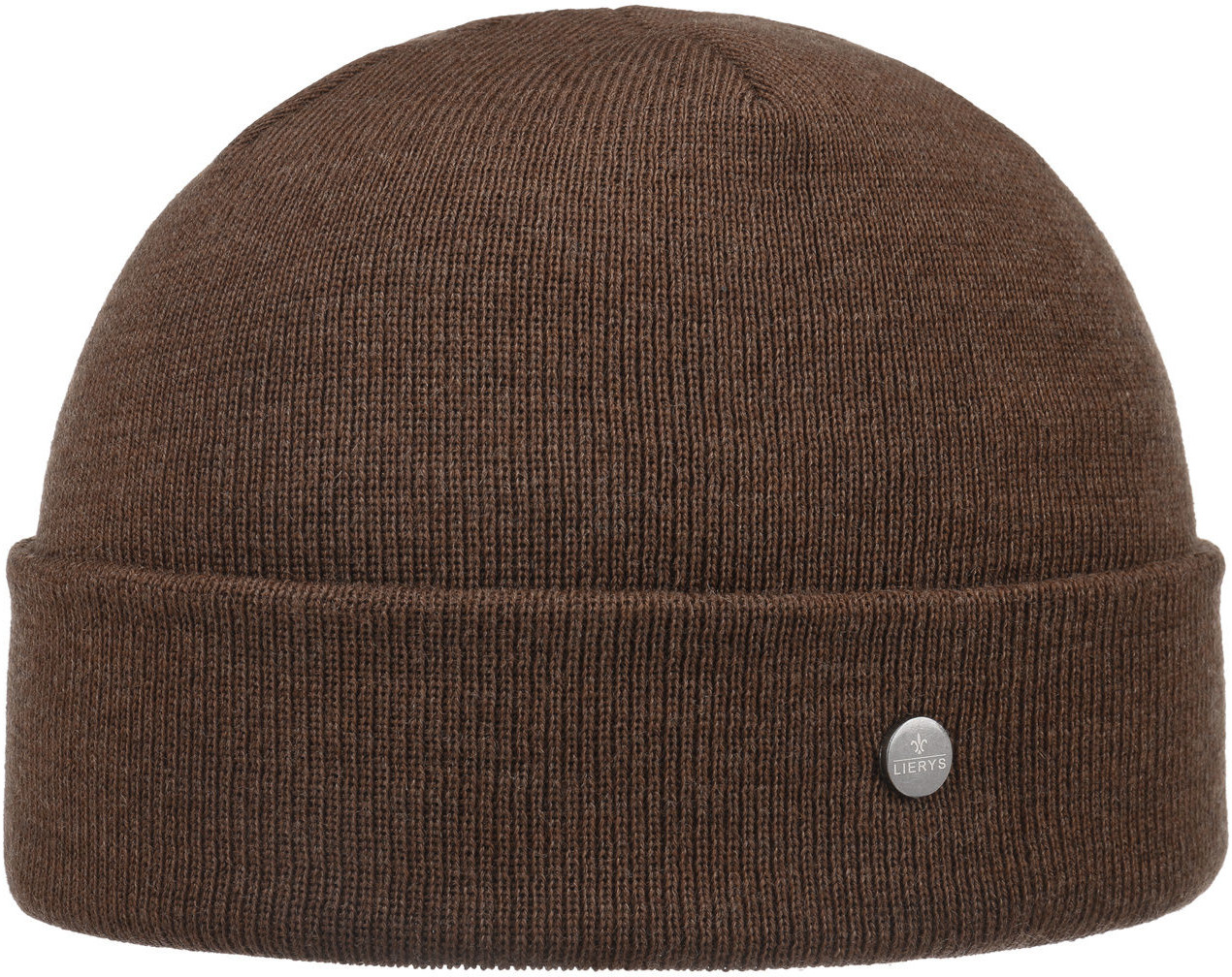 Merino Czapka Dokerka Fine Knit by Lierys, ciemnobrązowy , One Size