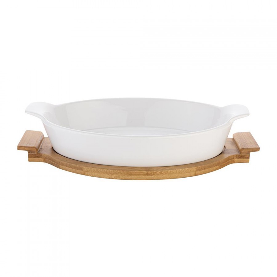 Fl1 NACZYNIE CERAMICZNE MODENO NA PODSTAWIE BAMBUSOWEJ OWALNE 28,5 CM 2PC-NAC-5238/OW28
