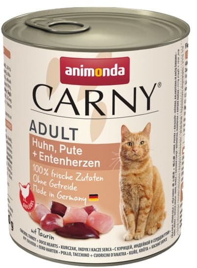 Animonda Carny Carny Adult Kurczak, Indyk + Kacze serca puszka 800g