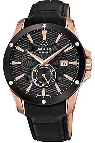 Jaguar JAGUAR J882/1 męski zegarek na rękę Acamar, 44 mm, skórzany pasek, czarny
