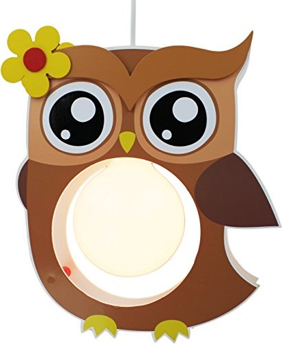 Elobra lampa sufitowa lampa wisząca z motywem sowy dla dzieci, pokój dziecięcy, drewno, brązowy, a + + 130162
