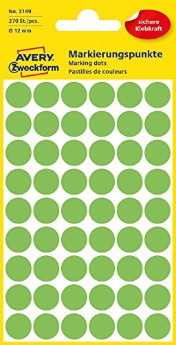 Avery Zweckform 3147 kropki do oznaczania 270 Stück fluorescencyjny zielony 3149