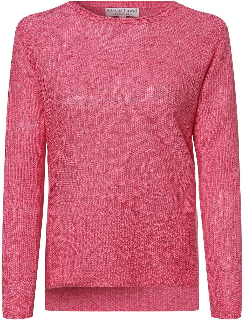 Marie Lund Marie Lund - Damski sweter lniany, wyrazisty róż