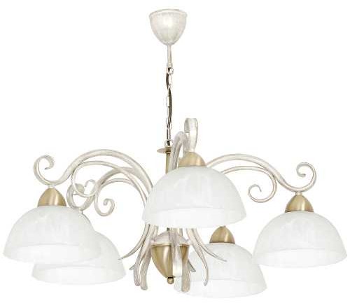 Luminex Lampa wisząca zwis Aurora White 5x60W E27 srebrny/biały/mosiądz 5974
