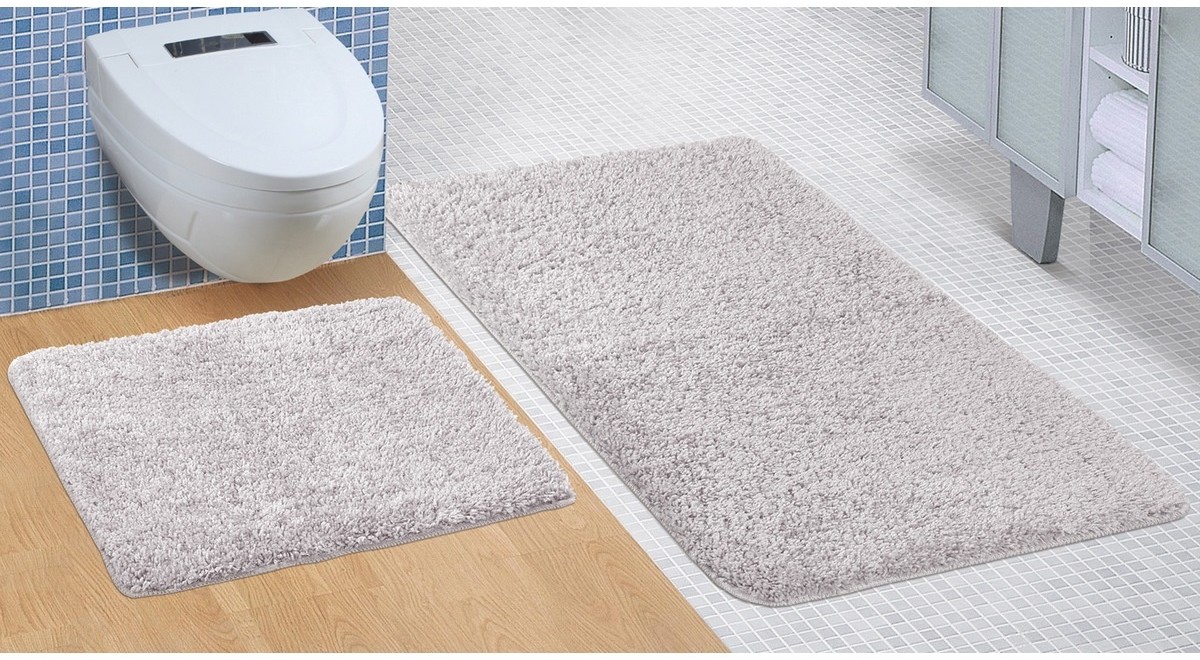 Komplet dywaników łazienkowych Micro szary, 60 x 100 cm, 60 x 50 cm