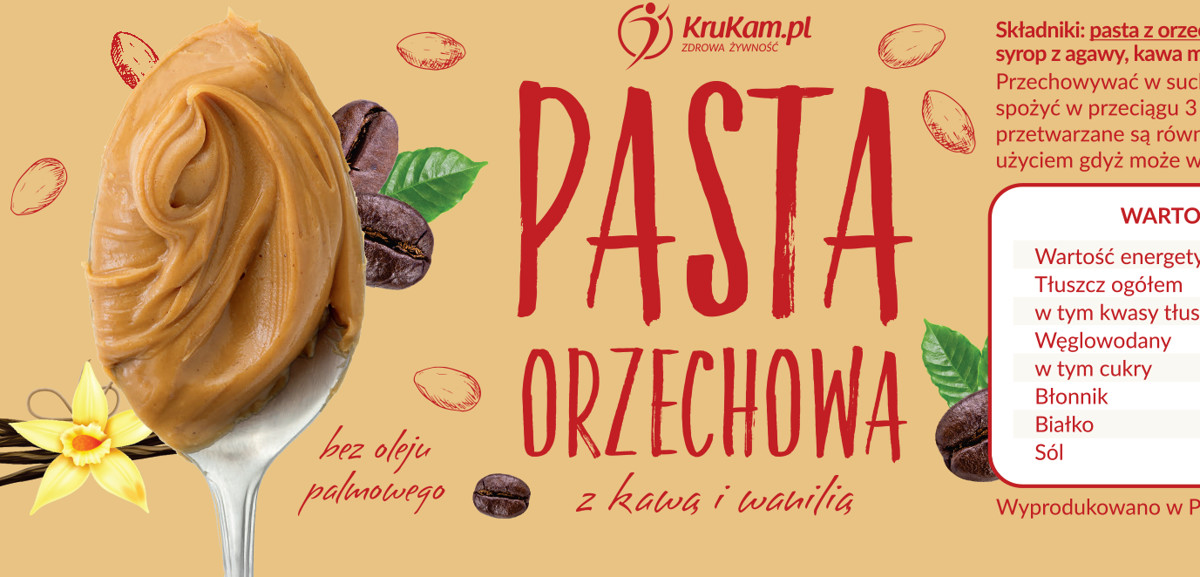 KruKam Pasta orzechowa z kawą i wanilią 300g