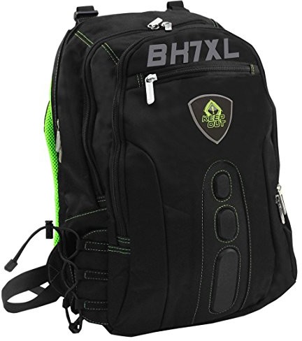 KEEP OUT KEEPOUT bk7gxl sztuczna skóra, nylon Black/Green Backpack  plecaki (Faux Leather, nylon, czarny, zielony, monotonia, unisex, 43,2 cm (17), kieszeń z przodu BK7GXL