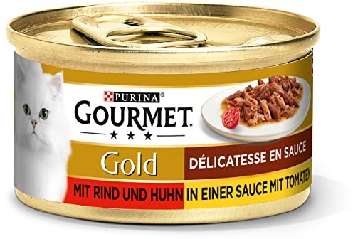 Purina GOURMET Gourmet 12176243 Mokra Karma z Wołowiną i Kurczakiem dla Kotów, 12 x 85 g 12176243