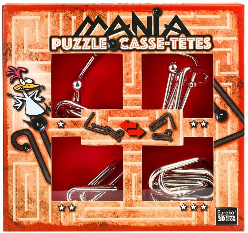 Eureka 3D Łamigłówki metalowe 4 szt. PUZZLE MANIA ZESTAW CZERWONY