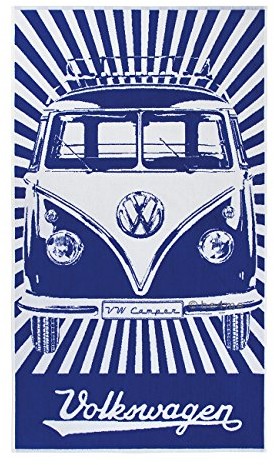 VW Collection by BRISA VW Bulli T1 duży ręcznik plażowy ręcznik kąpielowy ręcznik do sauny, niebieski/biały, 160x90 BUBT02
