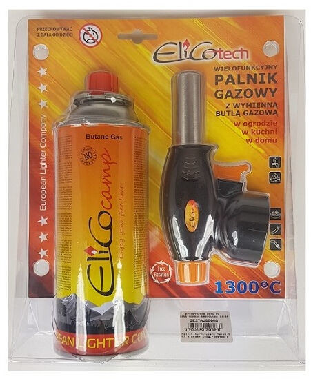 Unilight-elico Palnik turystyczny, gazowy ELICOtech z wymiennym gazem 220g - zestaw 66008 66008