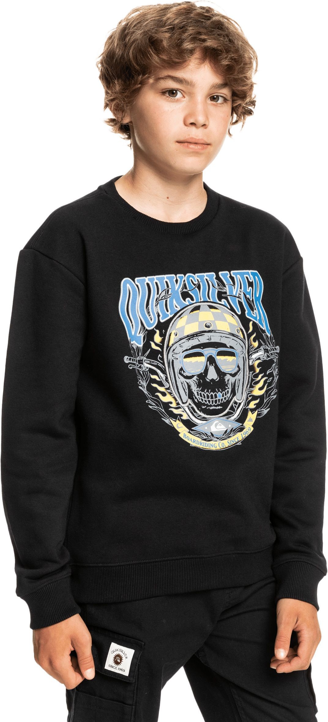 Quiksilver bluza ęca YOUTH BIKE SKULLS CREW Black KVJ0