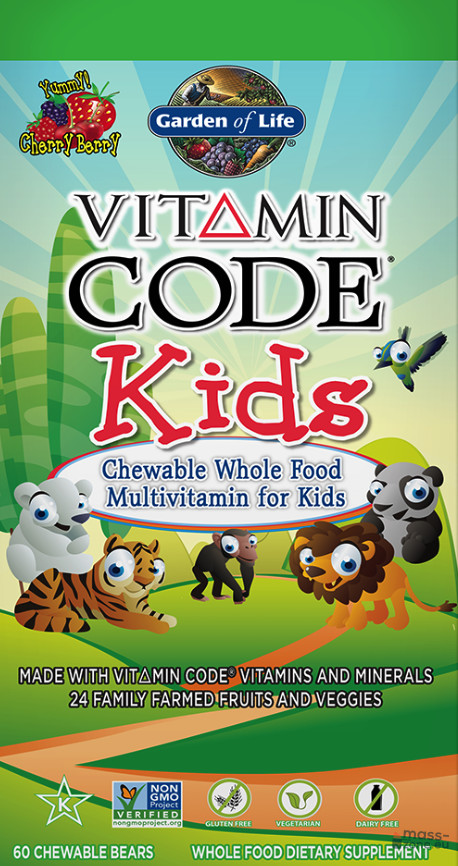 GARDEN OF LIFE Vitamin Code Kids, Chewable Whole Food Multivitamin For Kids - 60 tabletek do ssania