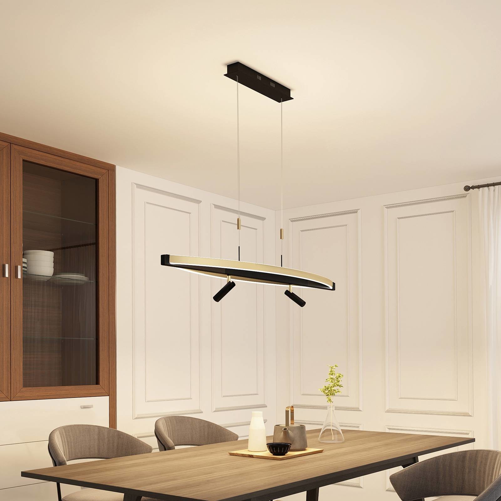 LUCANDE Lucande Matwei lampa wisząca LED, owalna, mosiądz