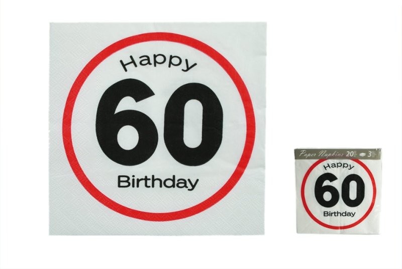 OOTB Serwetki, Happy Birthday 60, 33x33 cm, 20 szt.